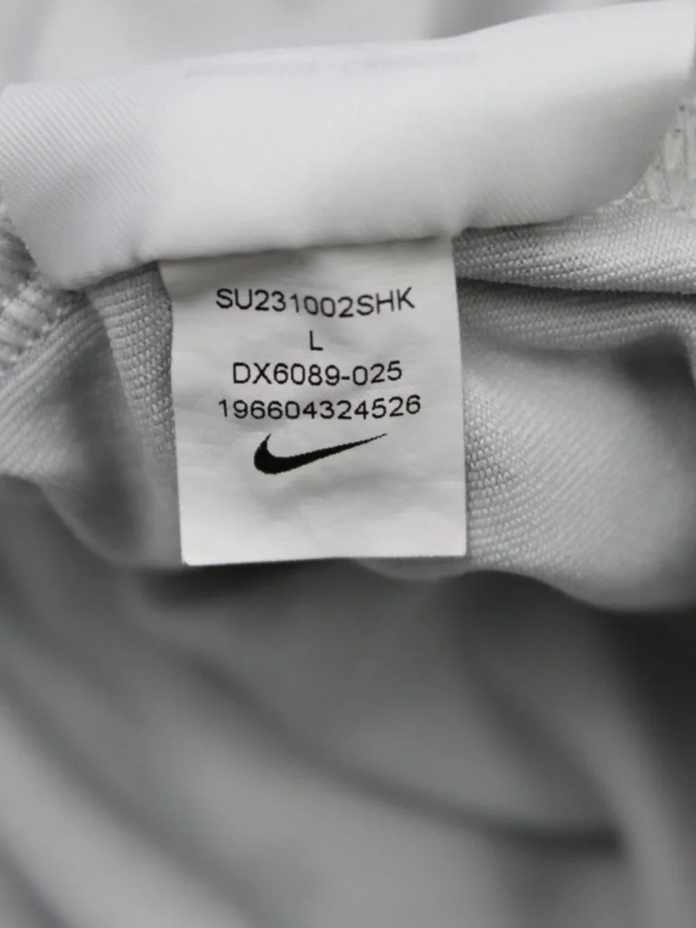 Nike Polo Shirt Mens Large White/Gray All Over Print Dri-Fit Golf Short Sleeve